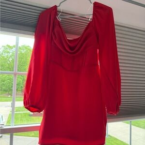 Princess Polly Red Sheath Dress with Bishop Sleeves